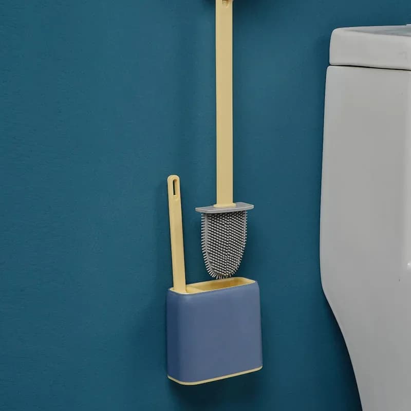Scopino per WC multifunzionale a doppia griglia per uso domestico senza angolo morto Spazzola per pulizia WC Spazzola per pulizia WC in silicone