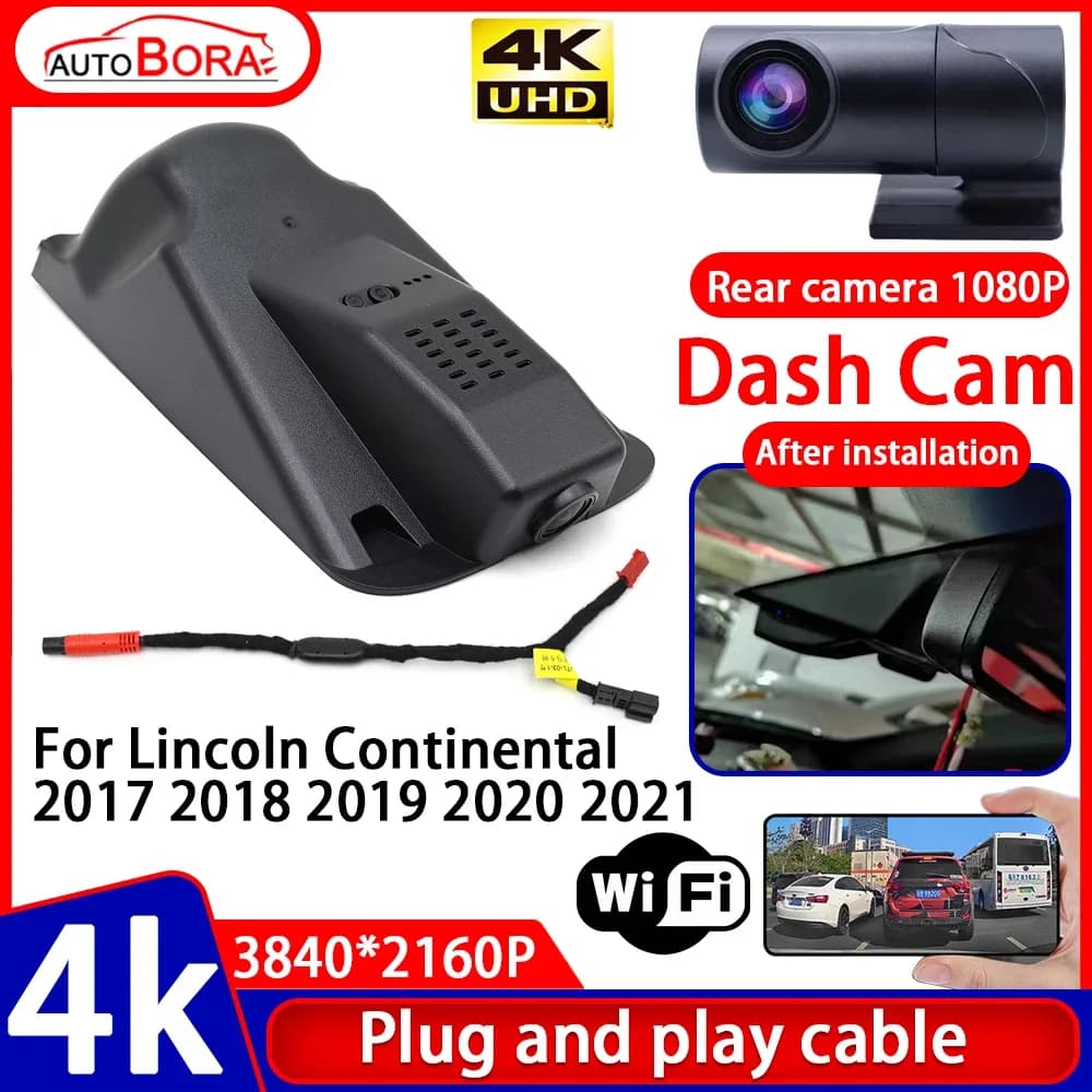 Registratore ZhuCamX con Visione Notturna 4K UHD, Dash Cam Plug and Play per Lincoln Continental 2017-2021