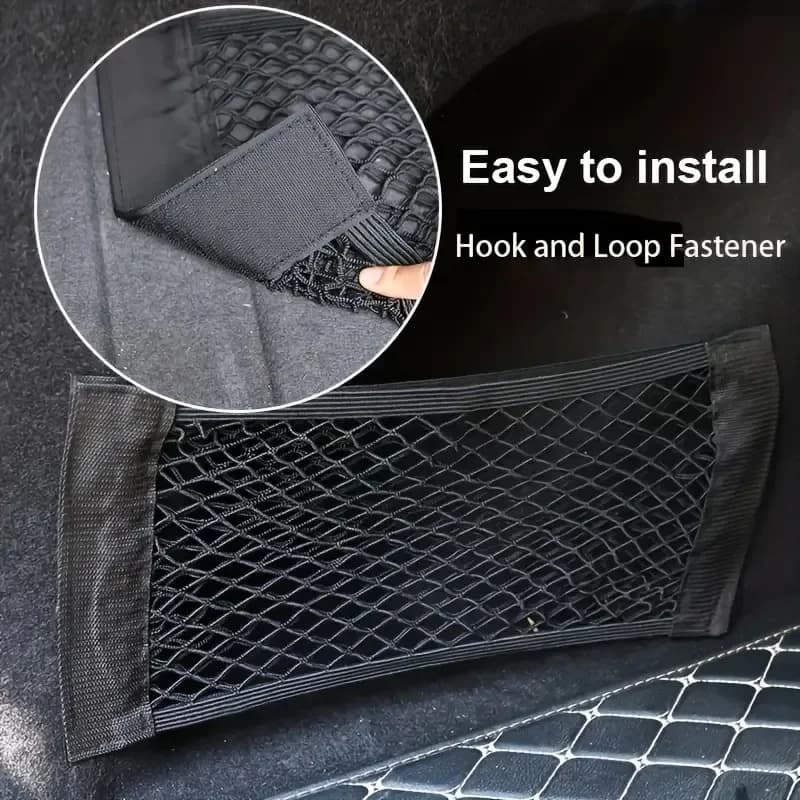 Borsa portaoggetti universale per auto e organizer per sedile posteriore con supporto per tablet, rete per bagagliaio, fissatore per estintore, organizer per auto con protezione per sedile