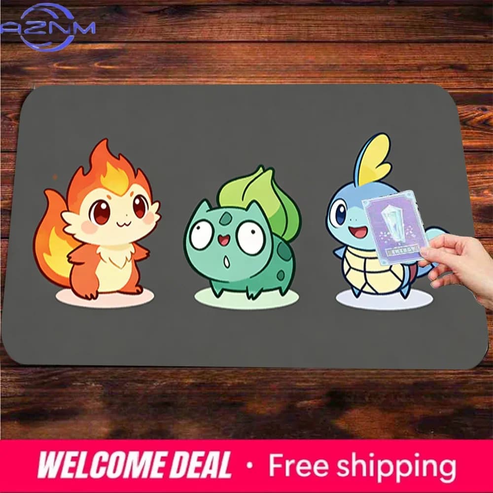 Simpatico tappetino per mouse da gioco Anime Kanto Starters, tappetino da scrivania antiscivolo