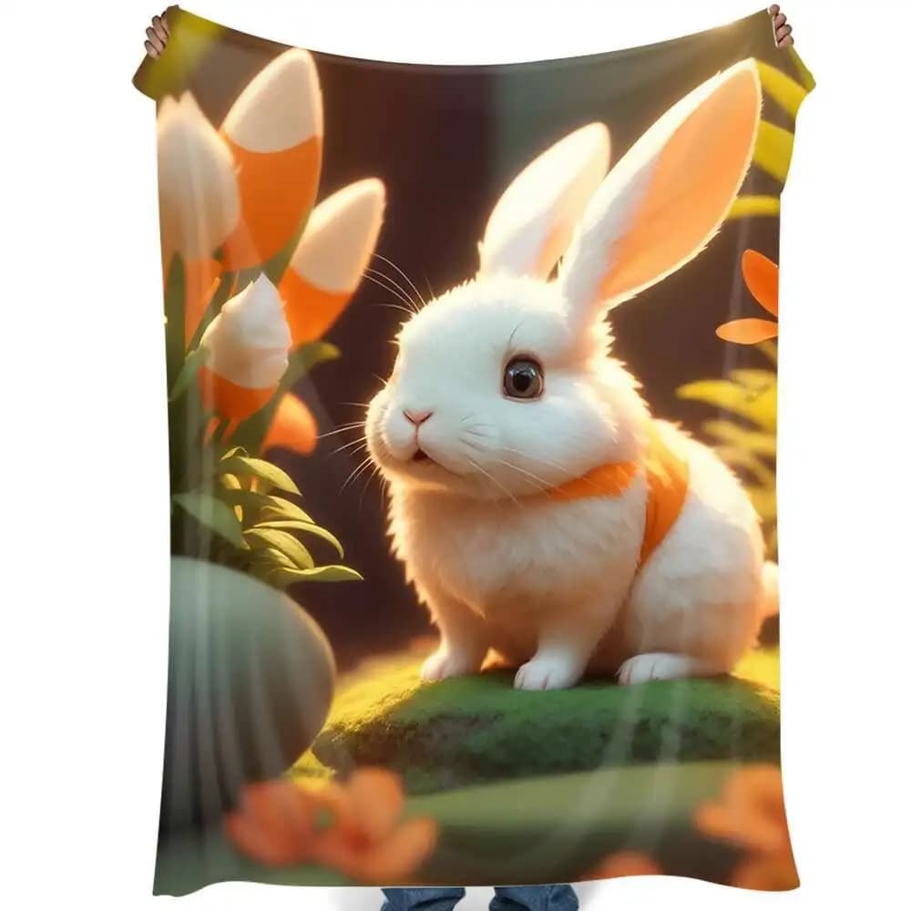 2024 Cartoon Zodiaco Rabbit Fleece blanket Children Soft blanket for adults Air conditioning Spring blanket Soft quilt