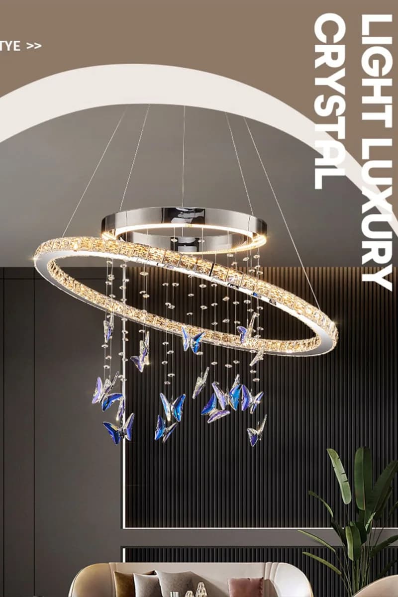 Light luxury crystal living room chandelier high-end atmospheric dining table creative butterfly designer villa dining room lamp
