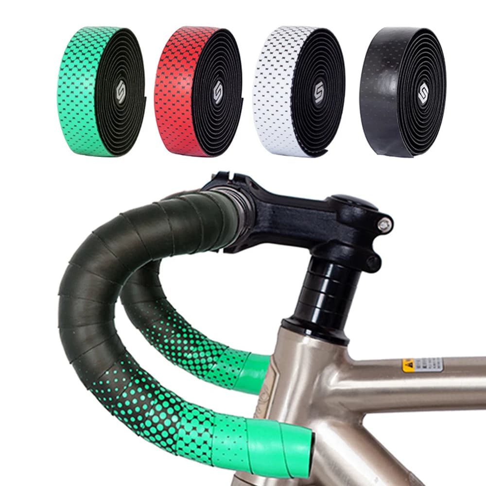 Two Tone Bar Bicycle Handlebar Tape for Road Bike 2 Rolls PU Leather Surface EVA Foam Cycling Handlebar Wraps With Terminal Caps