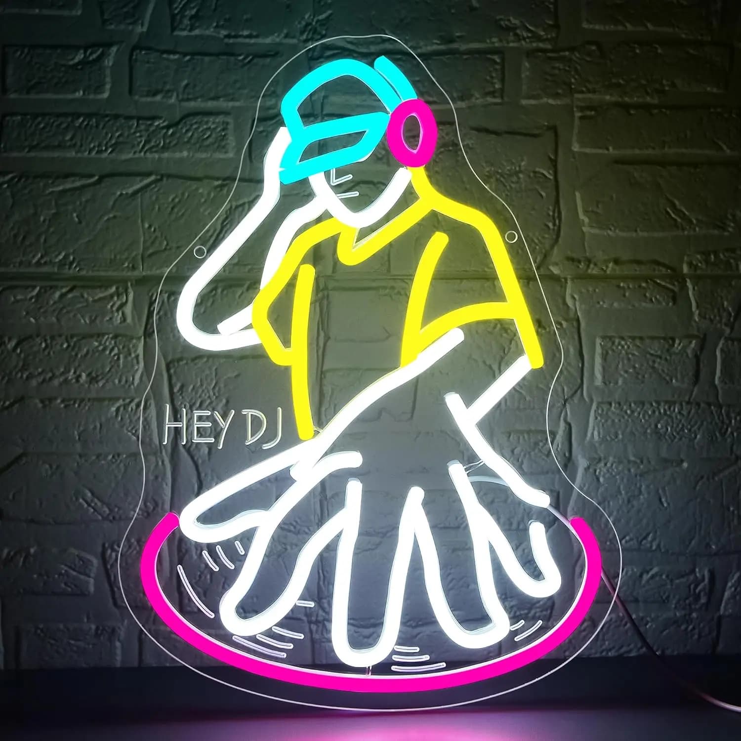 Lettore DJ Insegna al neon Musica LED Insegna luminosa Decorazione da parete per uomo Grotta Musica Sala Studio Palcoscenico Sala da ballo Bar Camera da letto Festa Nascita
