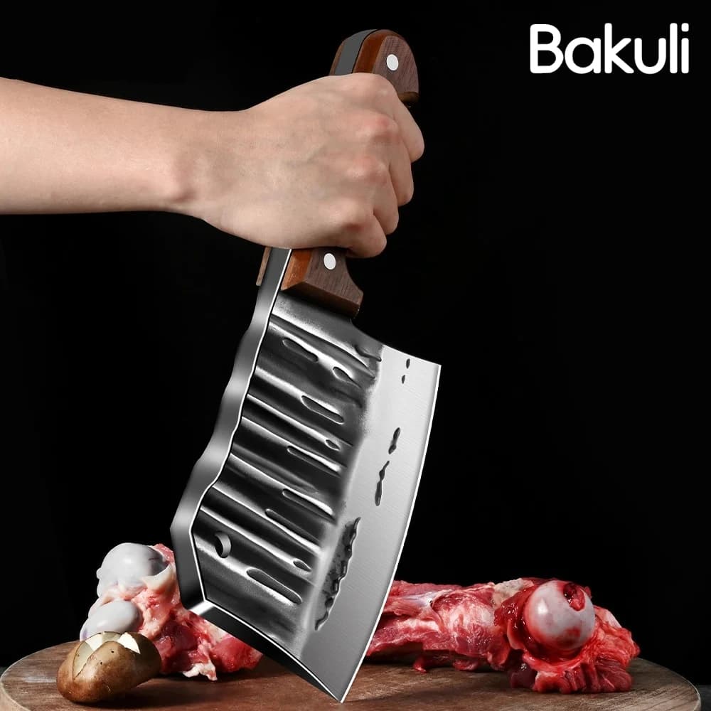 Mannaia per ossa da cucina resistente, ascia da macellaio in acciaio inossidabile, coltello per mannaia per carne forgiato a mano, manico in legno, accessori da cucina
