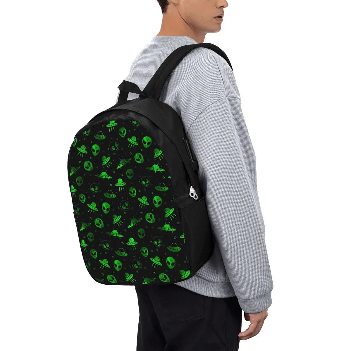 Zaino con motivo Alieni e UFO, borsa da viaggio per notebook, borsa per computer, borsa per studenti universitari, borsa per laptop, borse a tracolla per uomo e donna