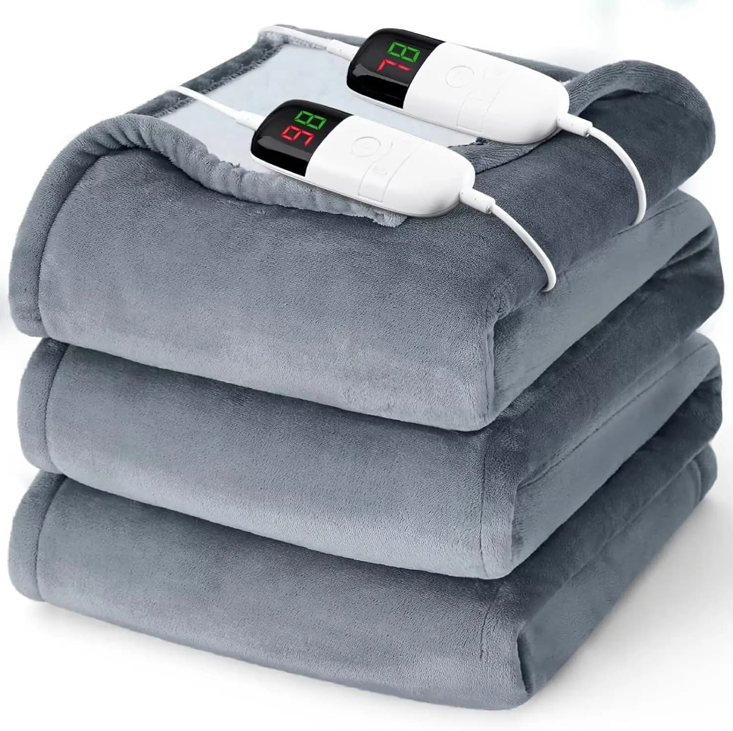 Coperta elettrica riscaldata King Size, 90 x 100 pollici, doppio controllo, 10 livelli di calore, spegnimento automatico, morbida e calda, regalo per la nonna