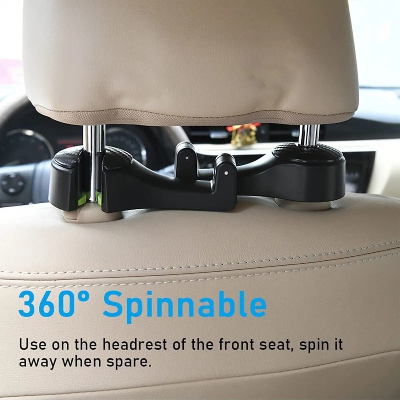 2 Pezzi Gancio per Sedile Posteriore Auto, Supporto Nascosto per Borsa e Telefono Cellulare da Poggiatesta, Rotazione a 360° ° Supporto Girevole per Veicoli con Clip