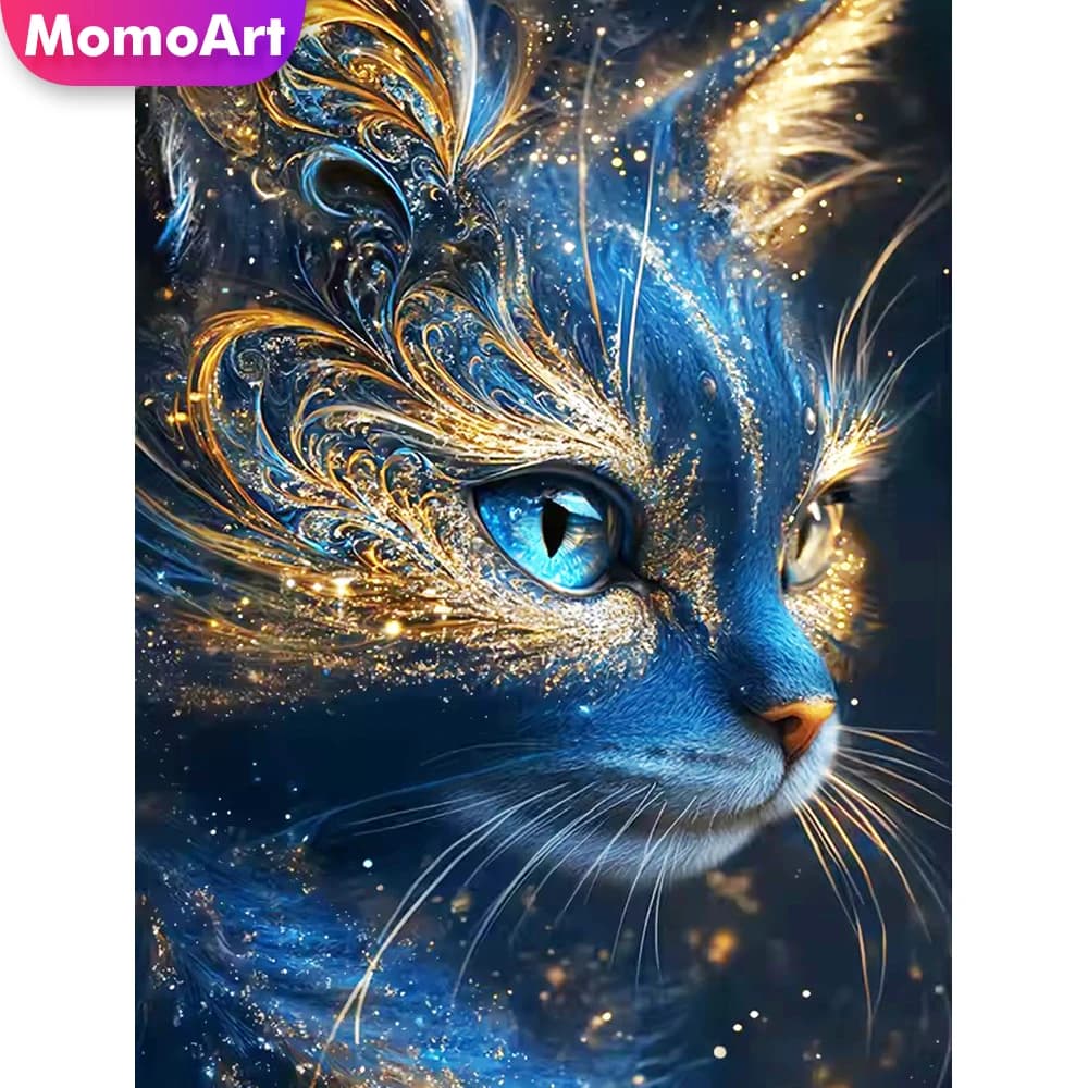 Momoart DIY Diamond Painting Cat Animal Acrylic Craft Supplies Diamond Mosaic Cross Stitch Embroidery Home Bedroom Wall Artwork