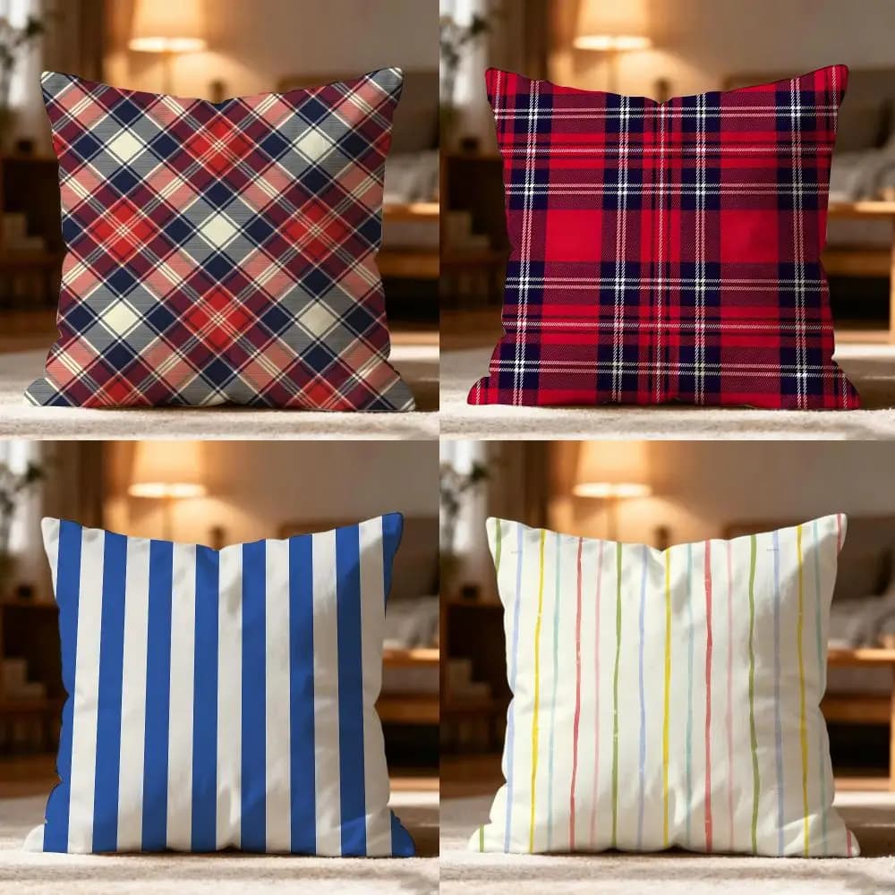 Striped Pattern Cushion Cover Cushion Cover Soft Washable Pillow Case Multi-Scene For Couch Bed Travel Office Use