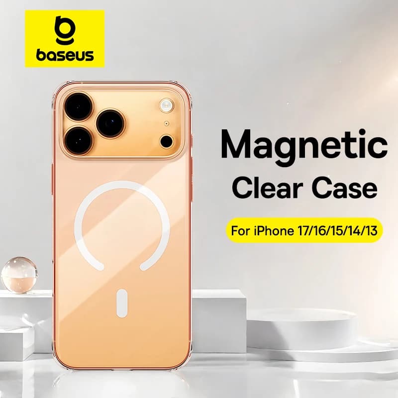 Baseus Magnetic Case for iPhone 17 Pro Max 17 Air Wireless Charging for Magsafe iPhone 16 15 14 13 Pro Max Cover Transparent