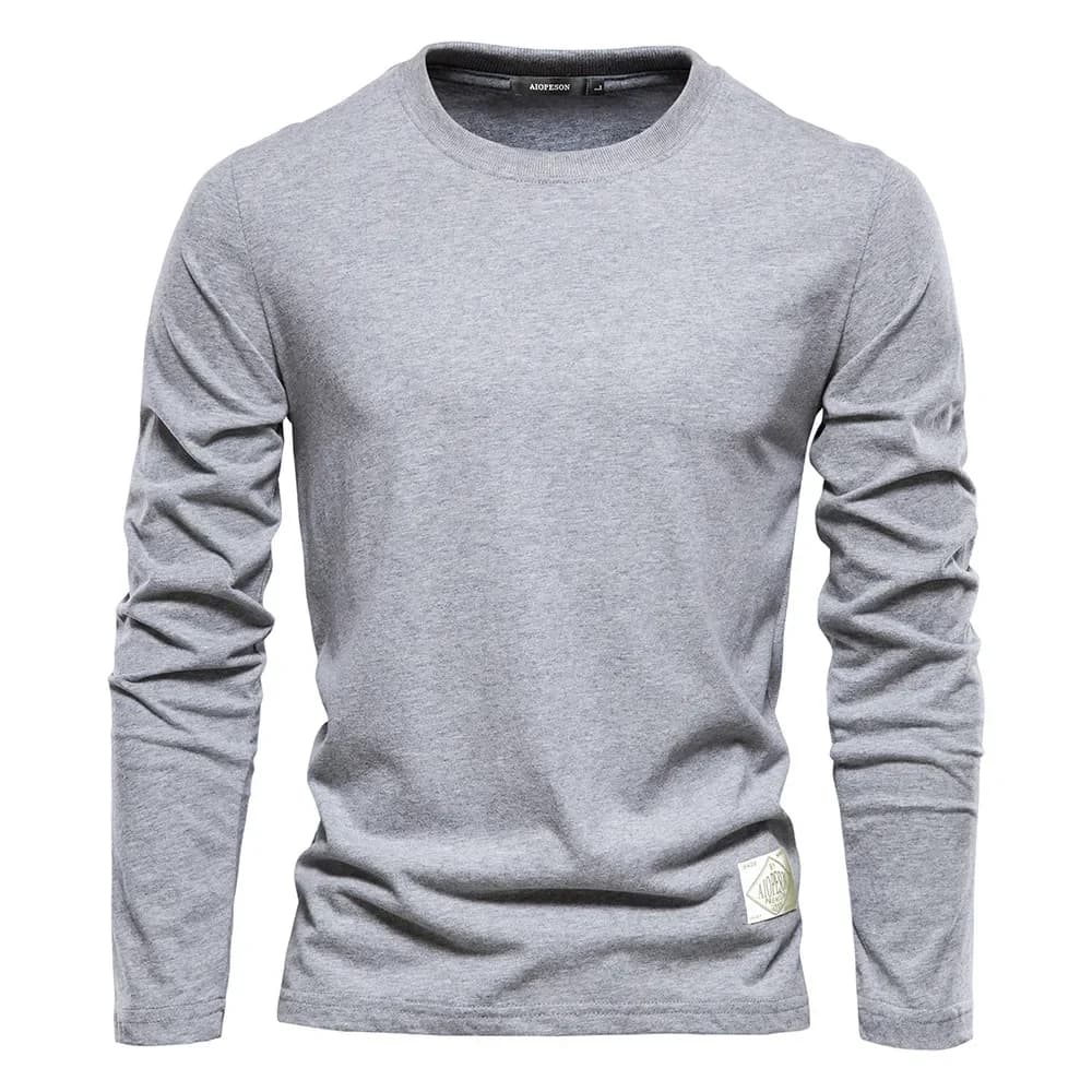 Men Long-sleeve T-Shirts O-neck Pullovers New Spring Autumn Cotton Casual Pullovers Male Solid Sports Wear Undershirts y2k tops