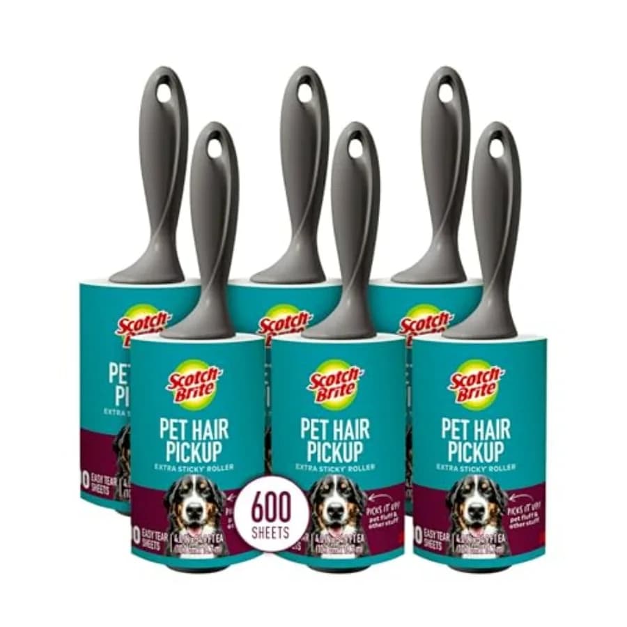 Rullo per peli extra adesivo per animali domestici, 6 rotoli, 600 fogli, per mobili, tappeti, interni auto, blu