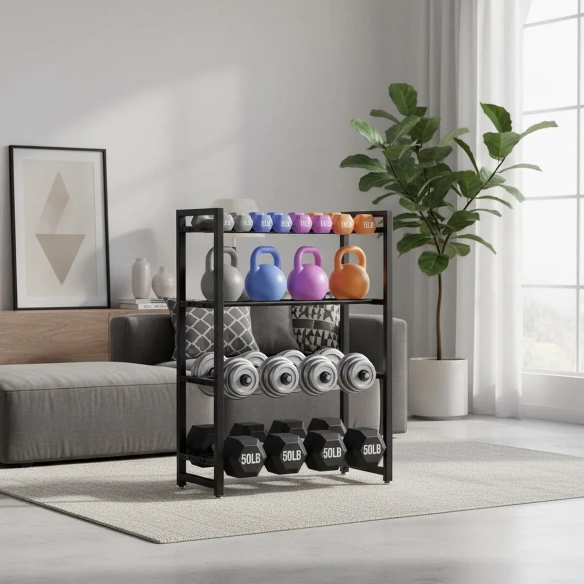 3 Tier Dumbbell Storage Rack Heavy Duty Weight Holder for Home Gym