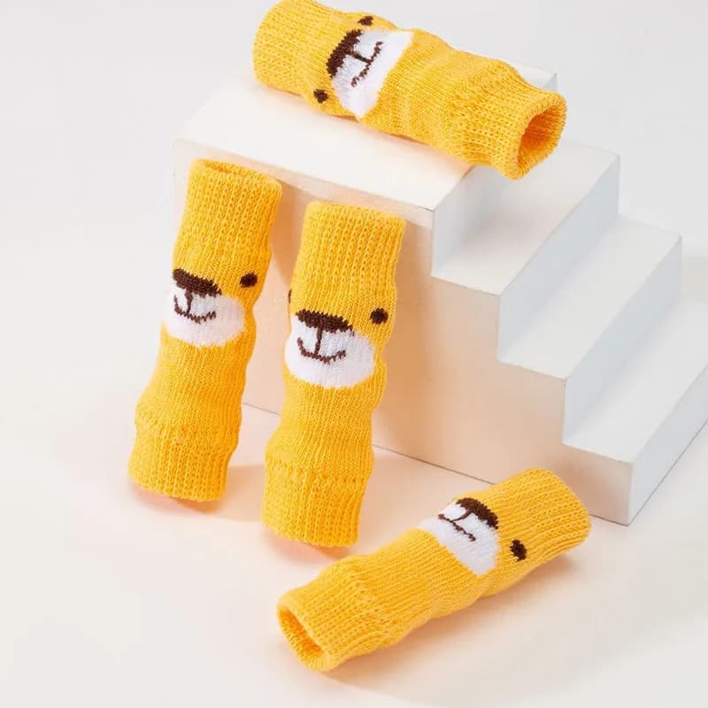 4 Pcs Anti-Slip Pet Socks Cat& Dog Cute Stylish Winter Autumn Socks Provide Traction Preventing Wear Tear Damage From Licking.