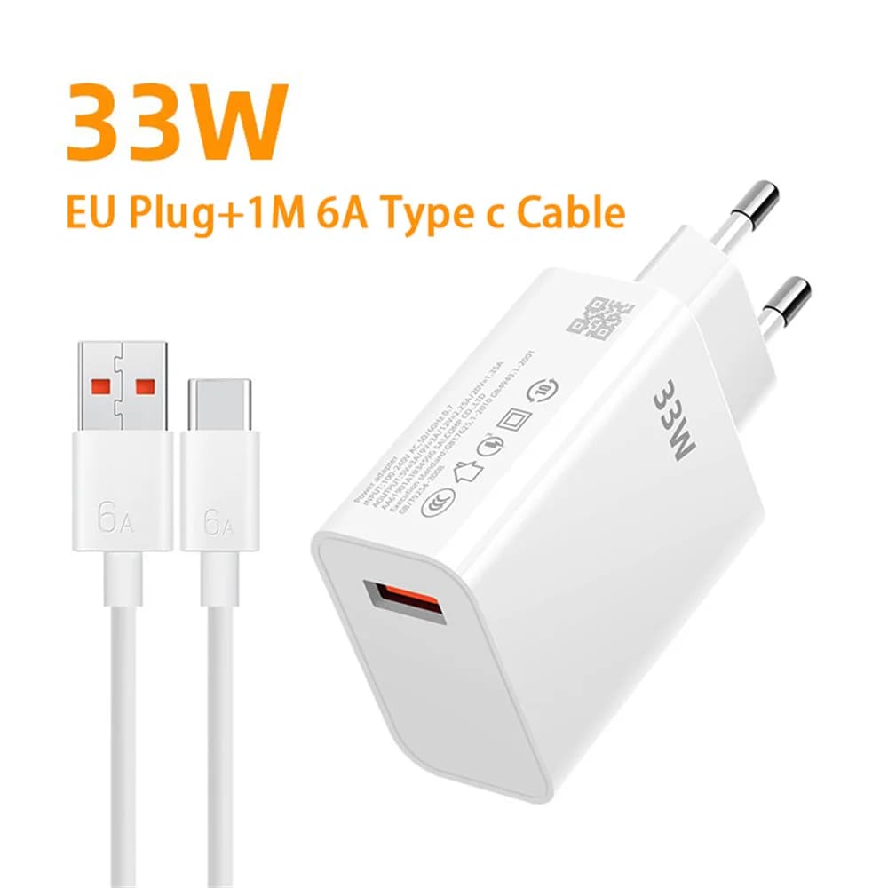 Caricatore rapido USB 33W Quick Charge 3.0 Caricatore da muro con spina UE/USA per Xiaomi 14 13 Redmi K30 K40 Adattatore per caricabatterie USB portatile per telefono