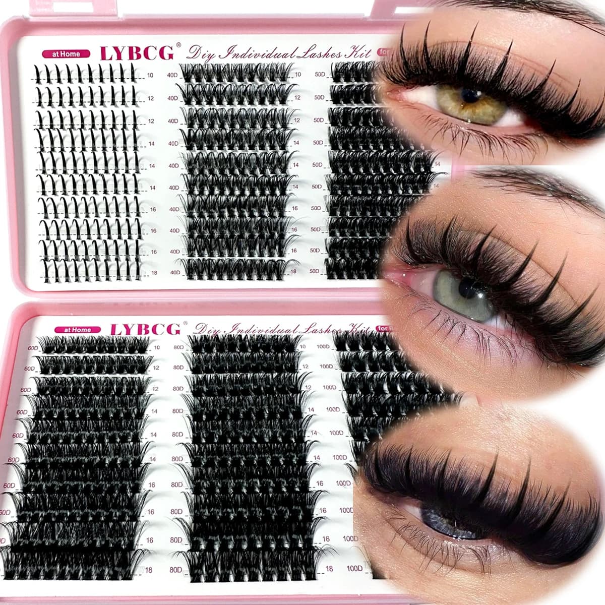 Spikes Lash Individuals Cluster for voluminous eyelashes D-Curly Cluster for eyelashes Kit 10-20MM Extensions lashes DIY, 6 styles Cluster for eyelashes