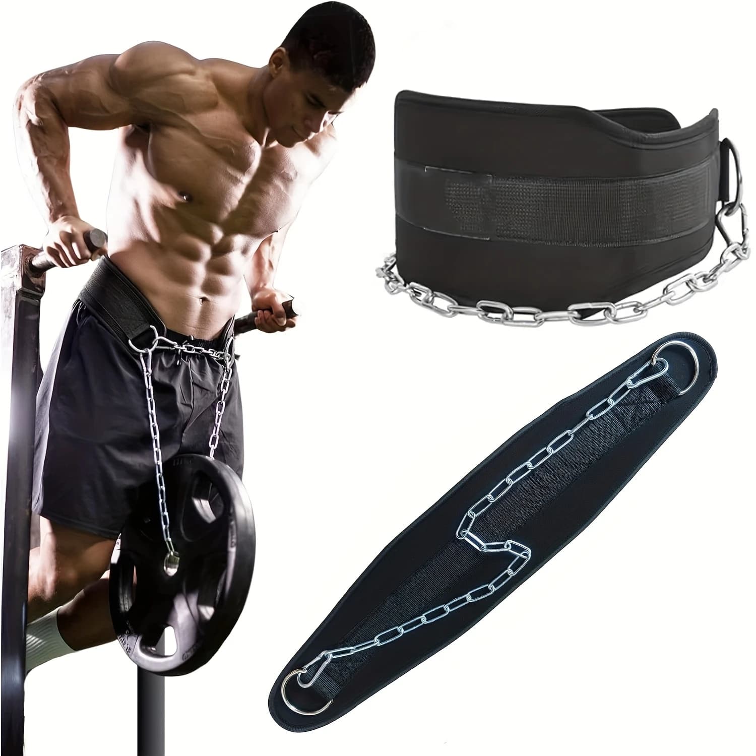 Weighted Dip Belt with Heavy-Duty Steel Chain Adjustable Support for Pull-Ups sports barbell plate belt Dips Calisthenics Tools