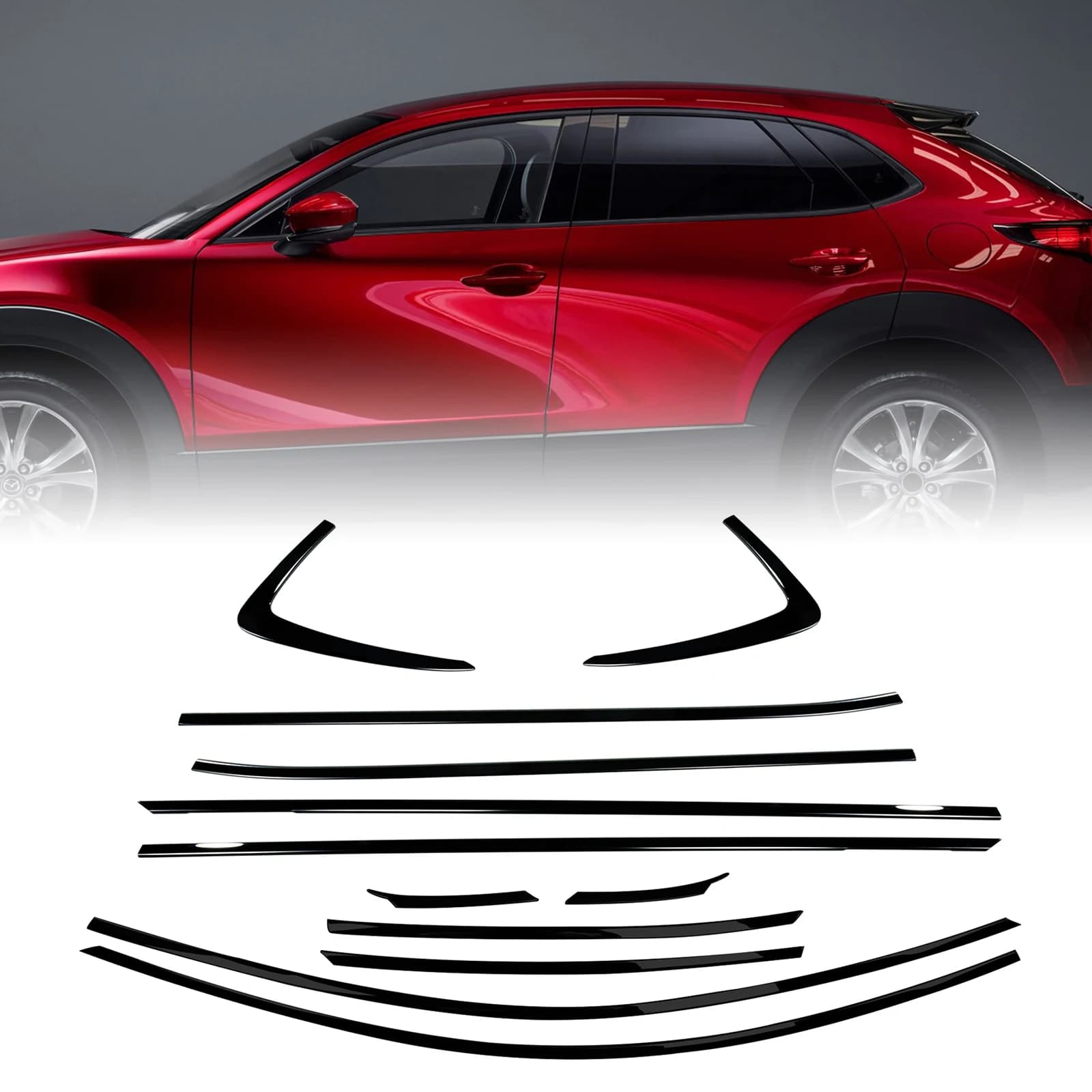 For Mazda CX-30 2019-2026 Exterior Gloss Black Window Strip Seal Molding Trim Door Frame Weatherstrips Styling Cover Decorative