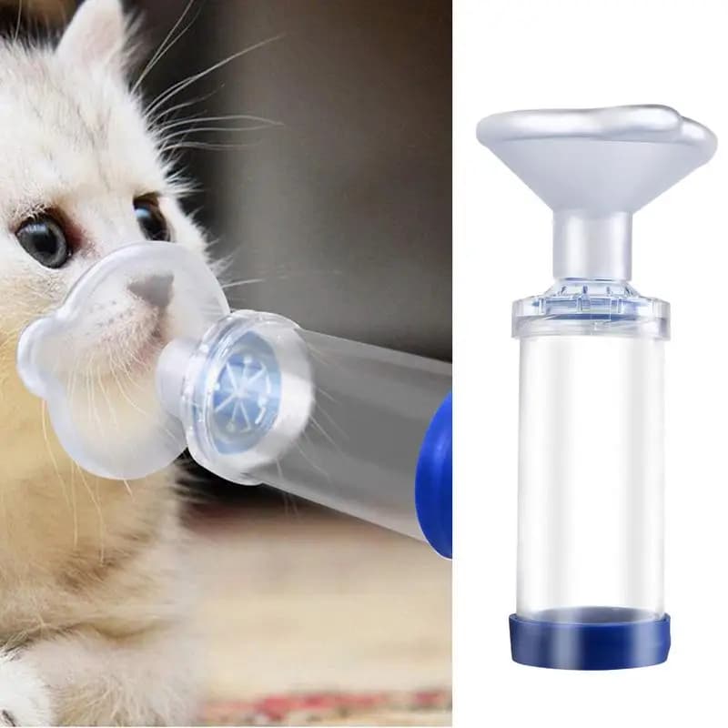 Inalatore per camera aerosol Valvola per inalazione a bassa resistenza Inalatore Distanziatore Maschera per inalatore portatile per cani e gatti per animali domestici