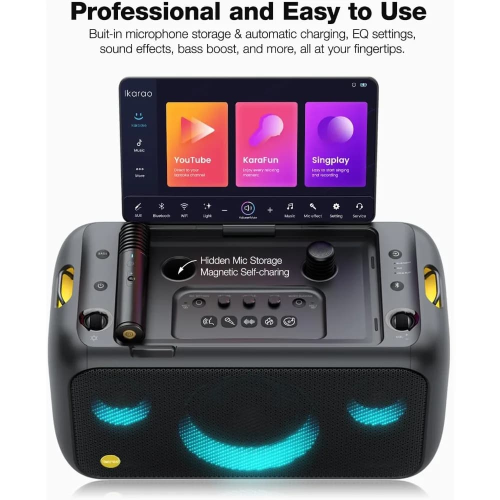 Macchina Karaoke All-in-One con Display Testi da 13.3'', Altoparlante Bluetooth da 460W e 2 Microfoni Wireless con Ricarica per Feste in Casa