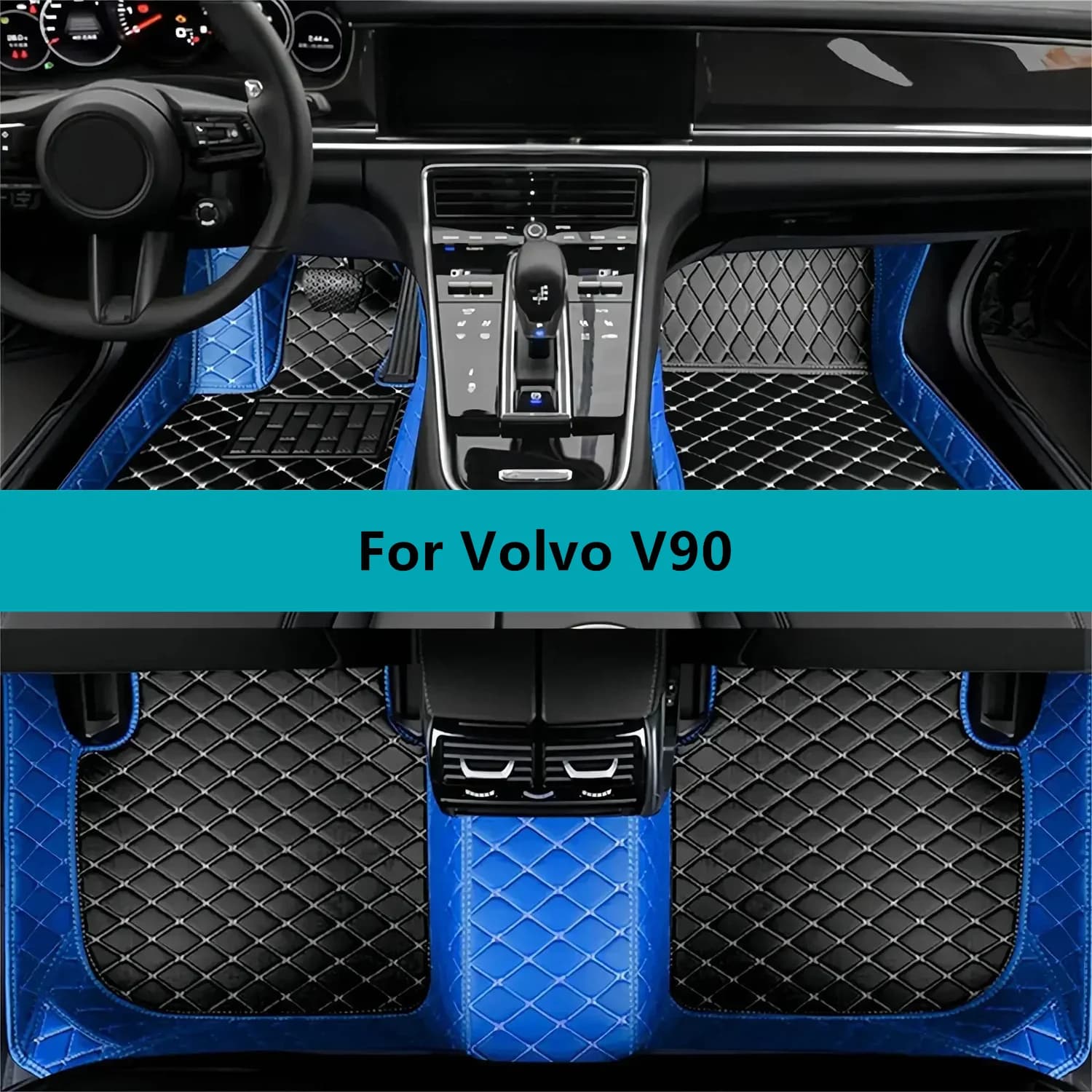 Tappetini per auto in pelle per Volvo V90 2016 2017 2018 2019 2020 Tappetini per auto impermeabili per tutte le stagioni