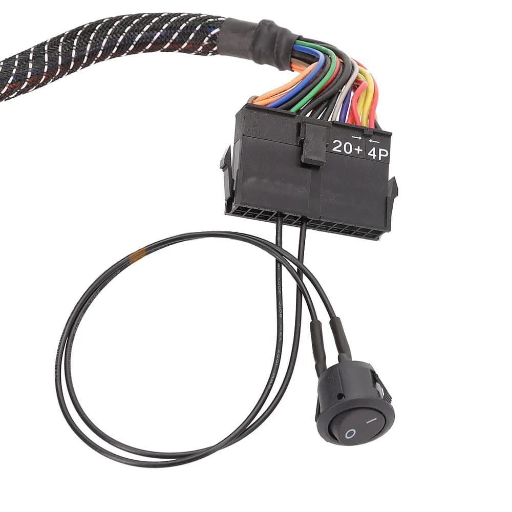 A50I 24 Pin Femmina ATX PSU Alimentatore Tester di avviamento Start Up Jumper ON OFF Cavo interruttore 18AWG 30CM