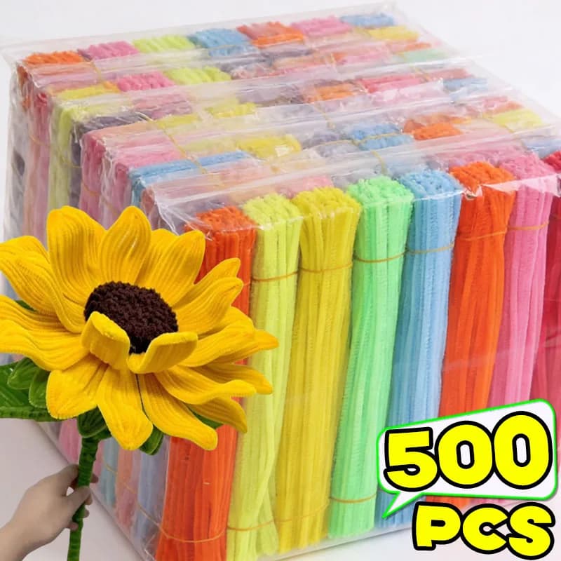 Colorful Chenille Stems Pipe Cleaners Plush Tinsel Stem Wired Sticks Twist Stick Hair Strip DIY Craft Educational Toys Wholesale
