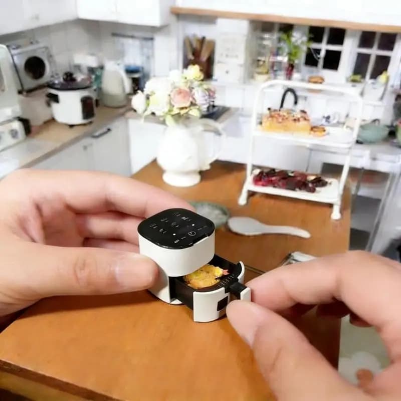 Dollhouse Air Fryer 1Pcs 1 12 Scale Miniature Appliance Realistic Cooking Kitchen Scene Layout Accessory