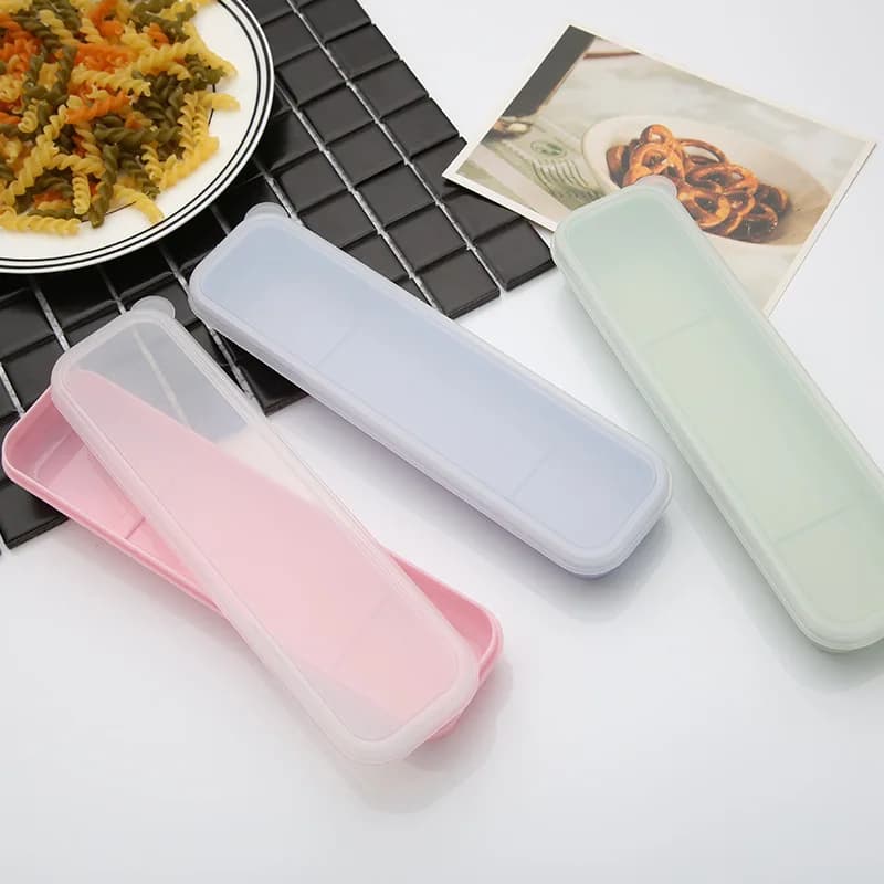Scatola per stoviglie Custodia per posate portatile Cucchiaio Forchetta Scatola di immagazzinaggio Studenti Borsa per stoviglie per la casa Copertura trasparente multicolore