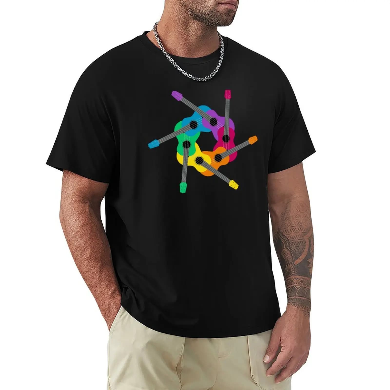 T-shirt Circle of Ukuleles con stampa street art