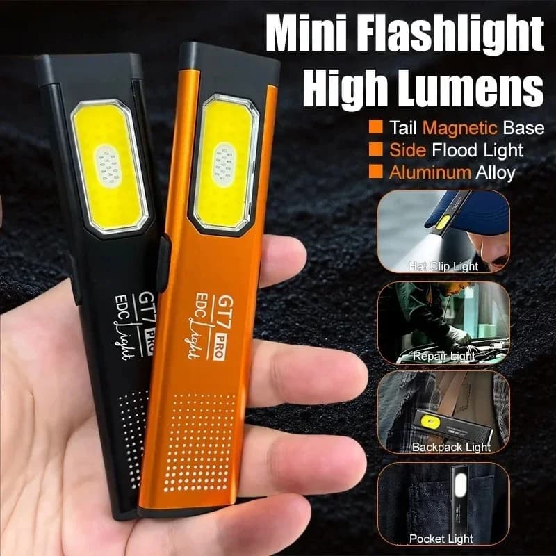 Mini torcia a LED USB C ricaricabile lanterna tascabile ampia luce di inondazione lavoro di emergenza portachiavi riparazione auto pesca notturna viaggi