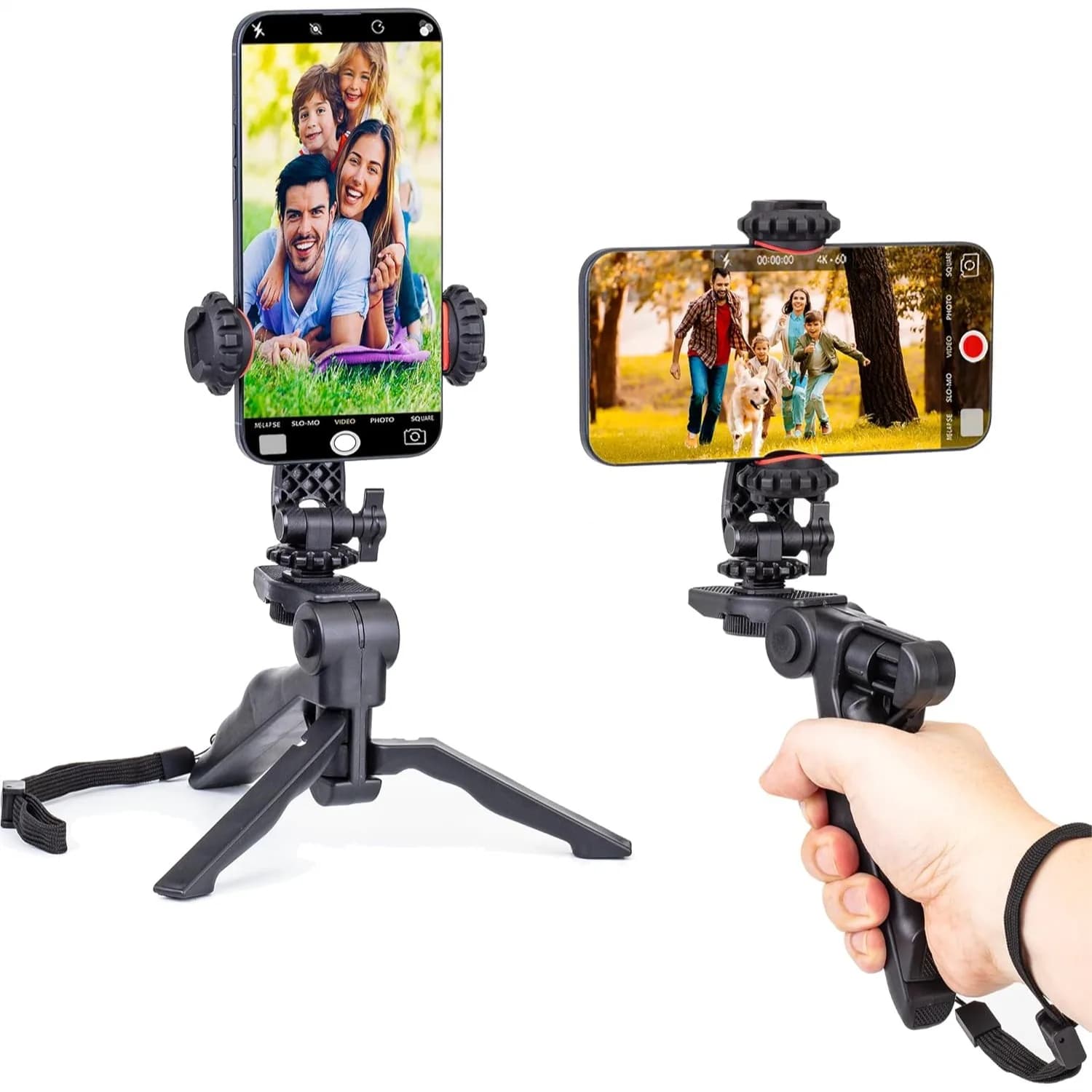 Supporto Stabilizzatore per Telefono, Impugnatura Portatile per Selfie Stick e Supporto da Tavolo per Tutti gli Smartphone con Attacco Cold Shoe