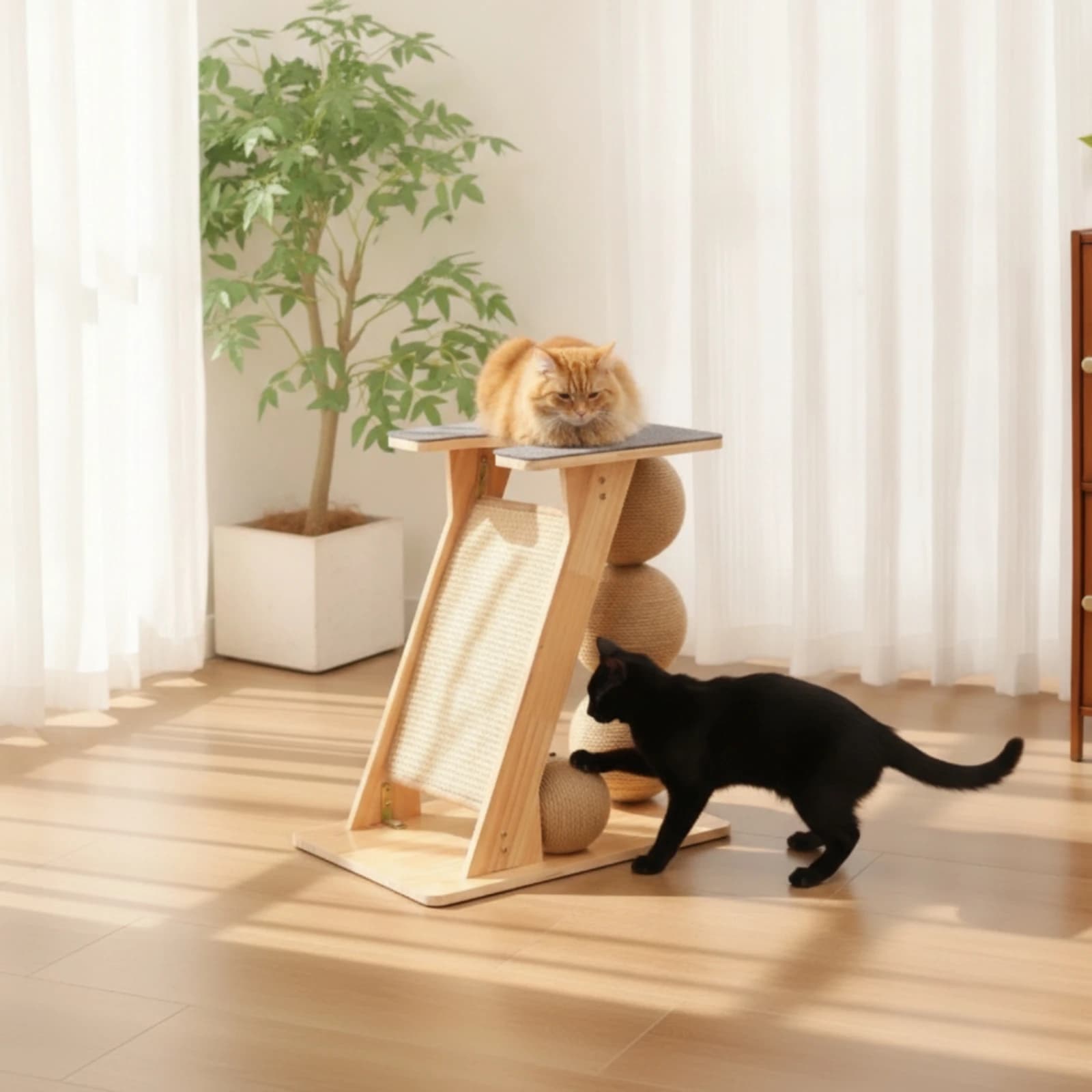 Cat Climbing Frame Indoor Cat Climbing Tree with Play Balls Stable Long-Lasting for Cats, Living Room, Apartment