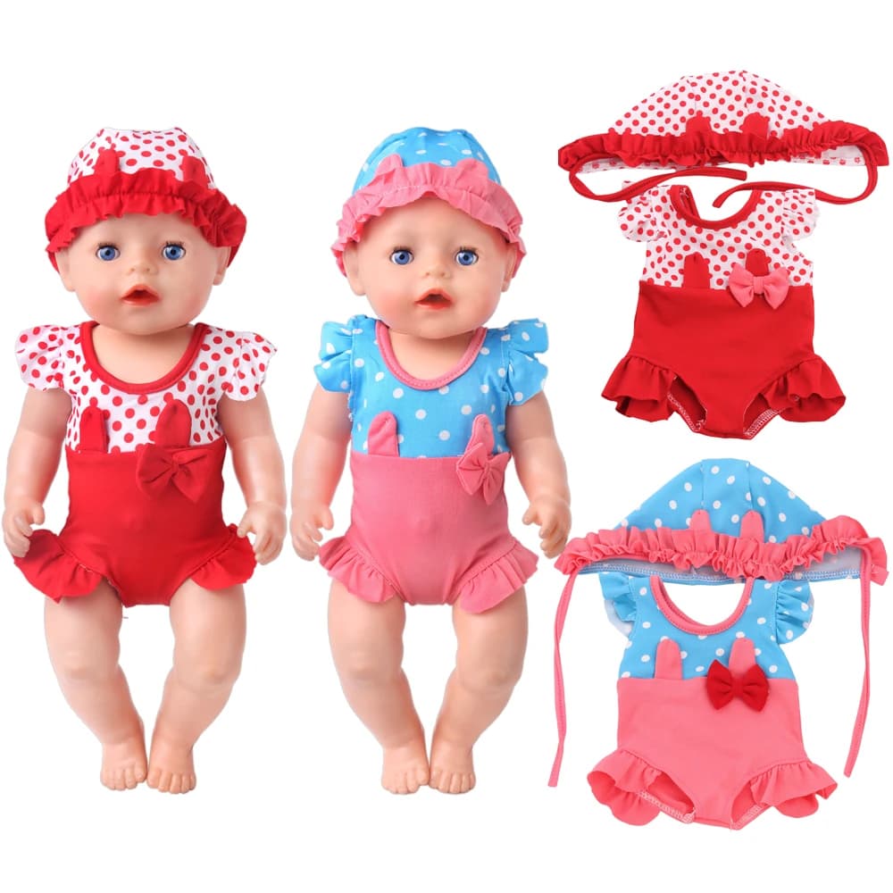 Clothes for dolls just born from 43 cm Accessories for swimwear for American bears and generation 18 inch doll swimwear + Swimming head
