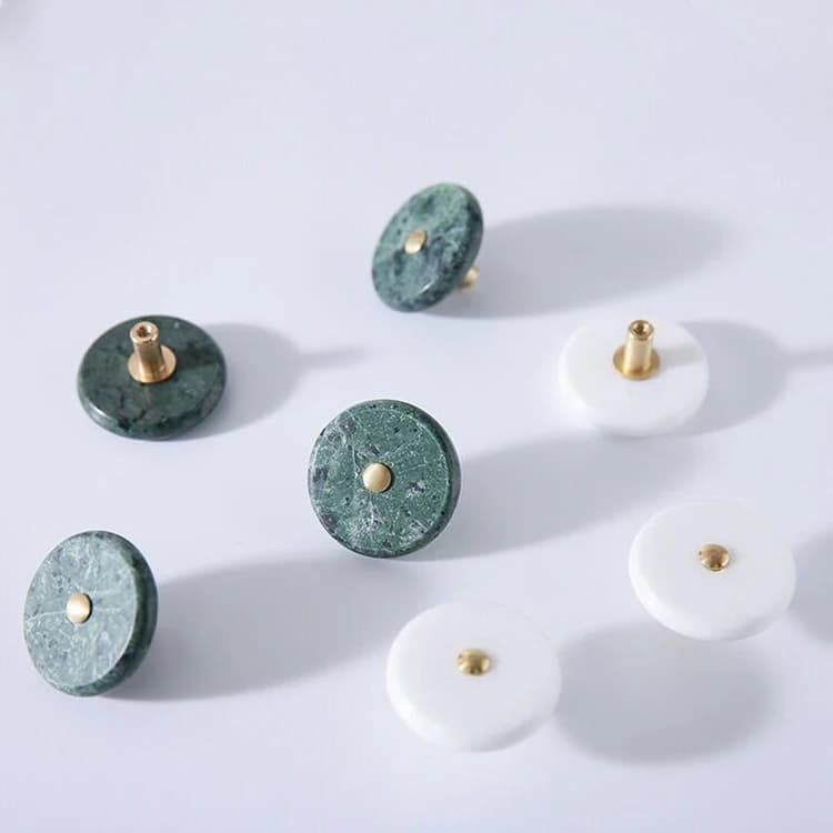Maniglie per armadi in marmo naturale bianco verde Maniglia per mobili rotonda Maniglie per cassetti per cassetti piccoli Manopole in marmo nero