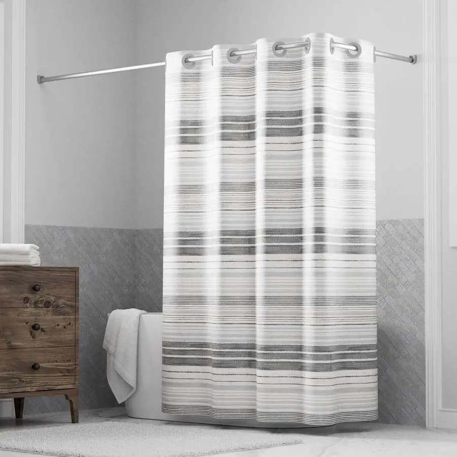 Its A Snap, 3 in 1 curtain with fabric shower curtain with FlexOn rings and fabric lining with magnets