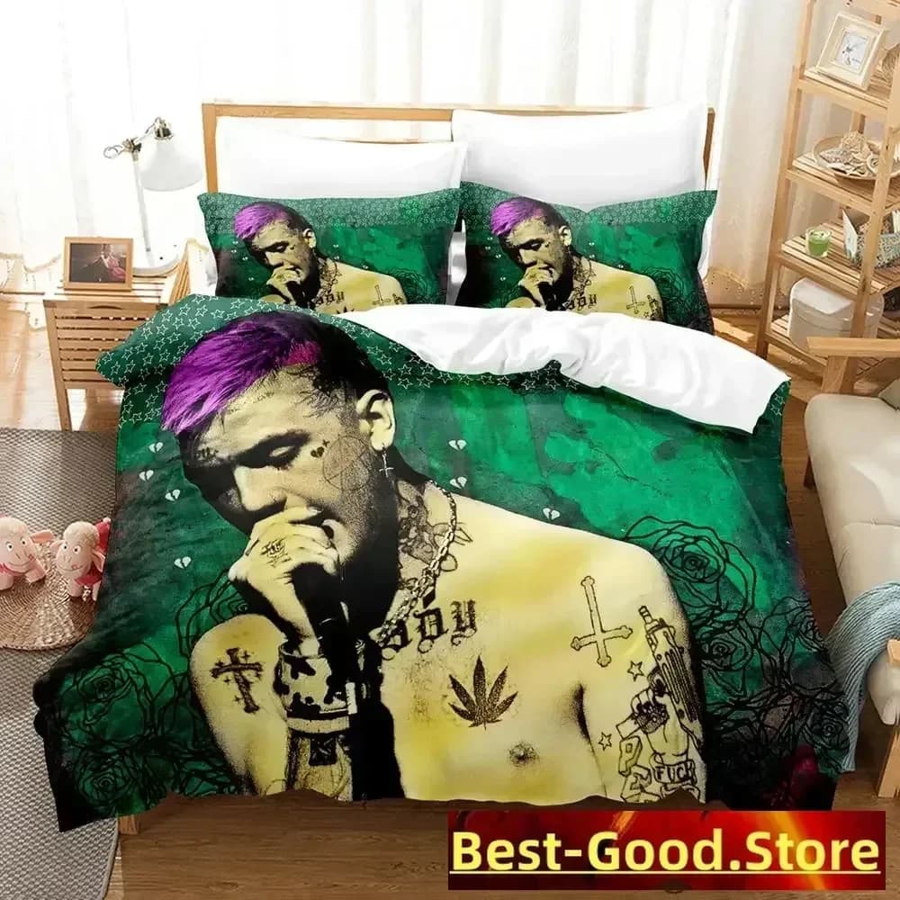 Set di Biancheria da Letto Popolare Lil Peep, Disponibile in Varie Misure (Singolo, Matrimoniale, Queen, King), Set Copripiumino per Adulti e Bambini, Parure da Letto Anime