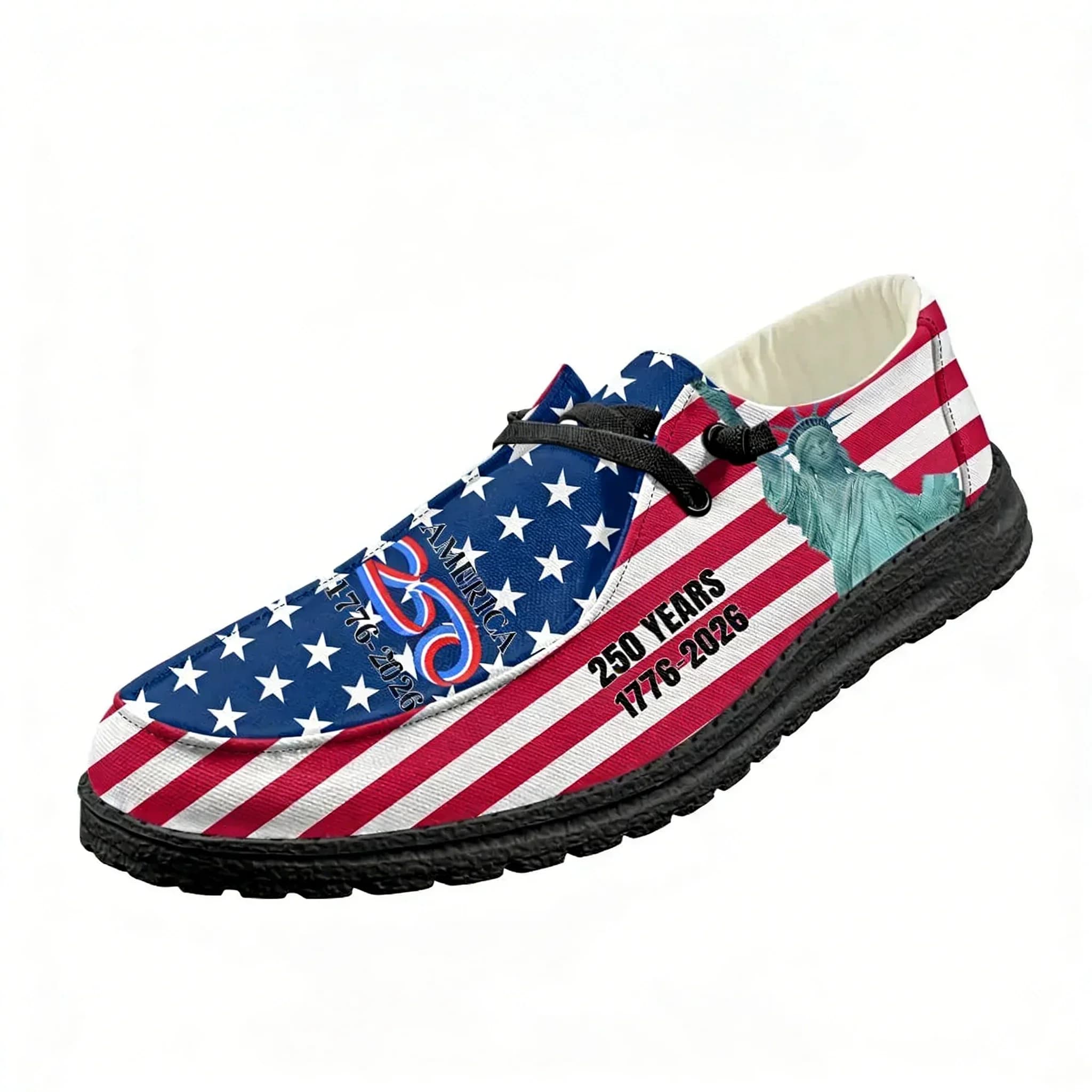 America 250th Anniversary 1776-2026 Loafers Men Woman Casual Shoes Durable Lightweight Flat Footwear Outdoor Custom Shoe Black