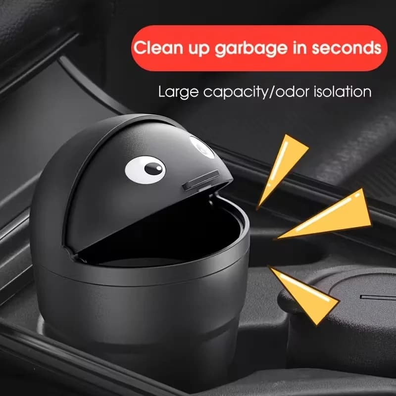 Pattumiera per auto da 1 pezzo con design ribaltabile a prova di perdite, forma carina, struttura universale e durevole, contai portatile con apertura a una mano