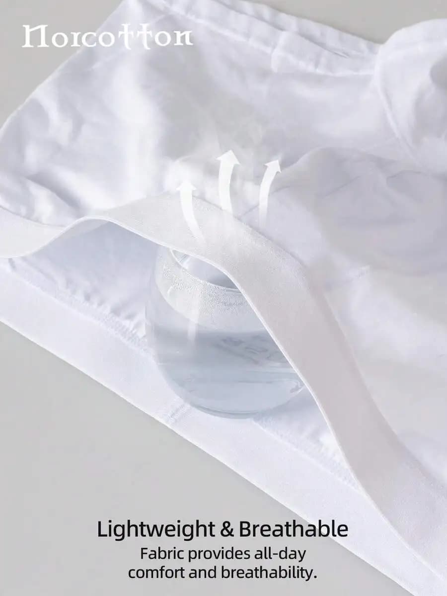 2 Pack Mens White Cotton Boxer Briefs Lightweight Breathable Underwear