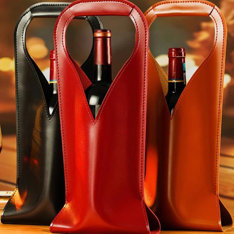 Borsa regalo riutilizzabile in pelle a doppio strato per vino, champagne, birra, per compleanni e spettacoli nuziali