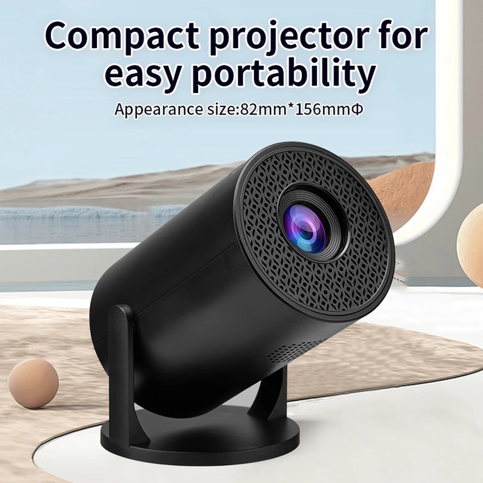 Mini Proiettore LED Nero, Videoproiettore Bluetooth Wireless ad Alta Fedeltà, 8000lm di Luminosità, USB per Laptop, PC, Smartphone
