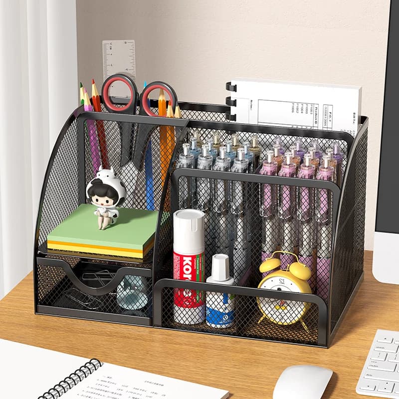 Metal pen holder Creative simple stationery storage box pen holder Table decoration Simple office supplies Student pen holder