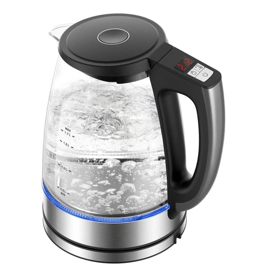 1.7L Glass Electric Kettle with Temperature Control and 6 Predefinite Settings, 2 Hour Heat Maintenance, Quick Heating, 3