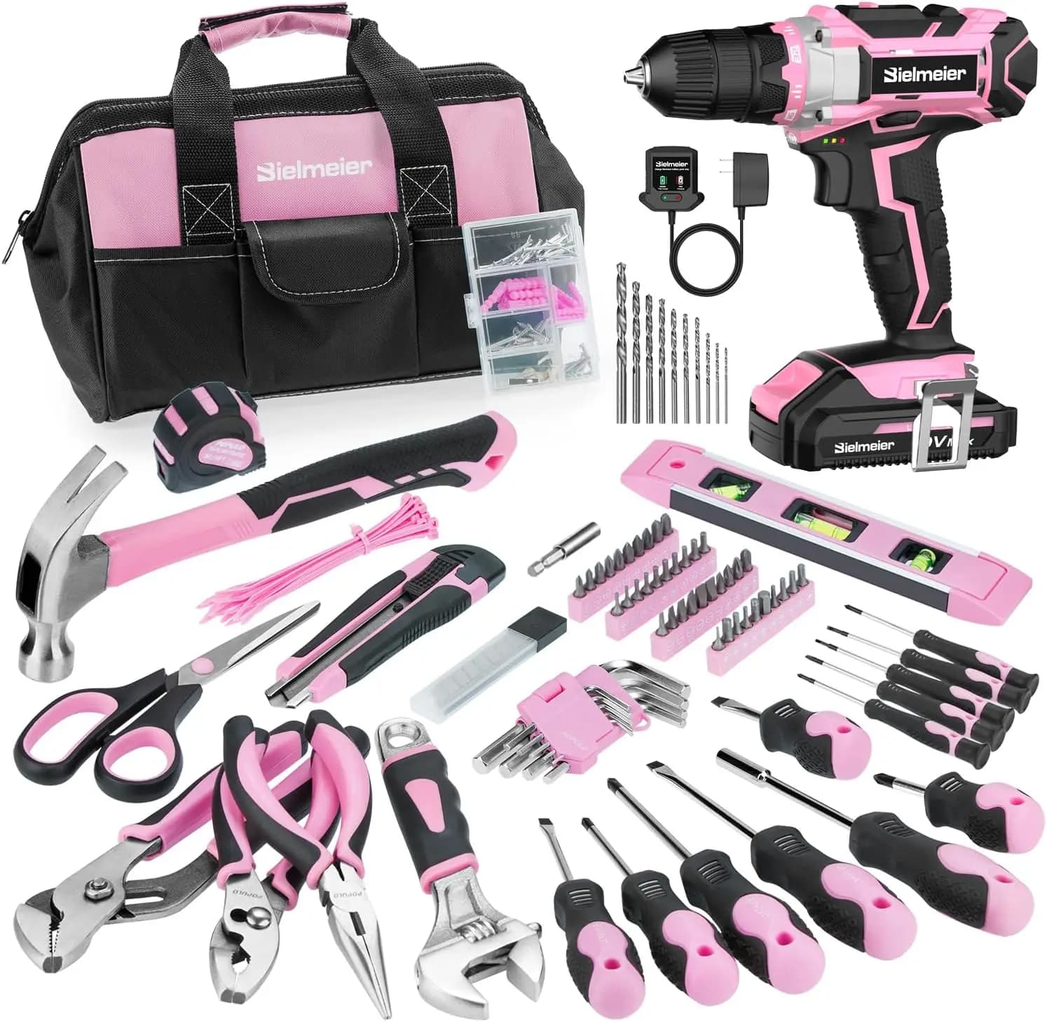 236 Pieces for Women, Home Tools Kit with Bag, Fa-da-Te Electric Screwdriver for Repairs and Gifts