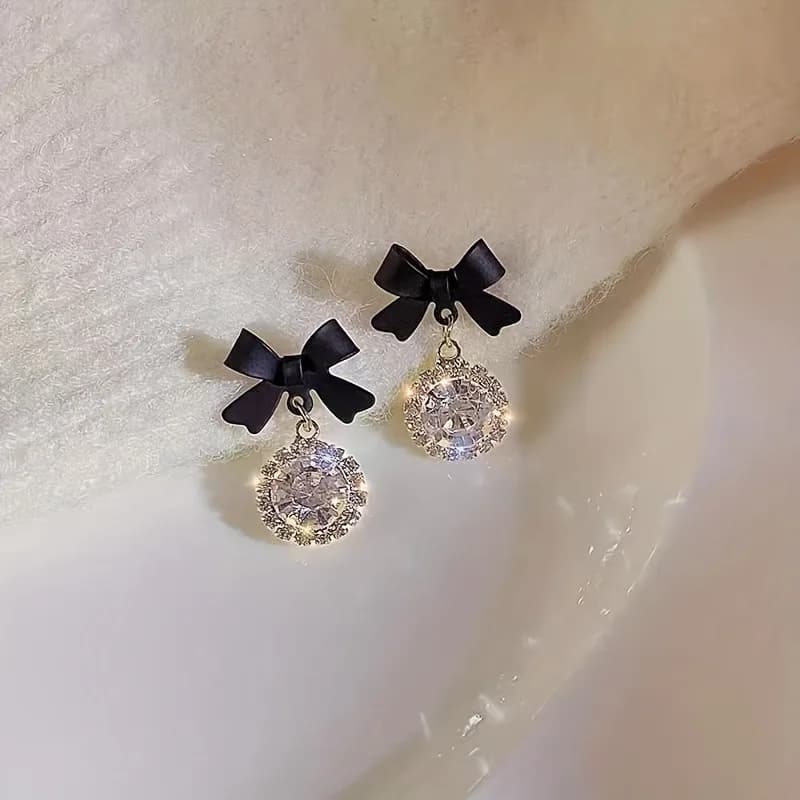 Eleganti orecchini pendenti con fiocco scintillante, regali per compleanni e occasioni speciali, gioielli multifunzionali, Natale