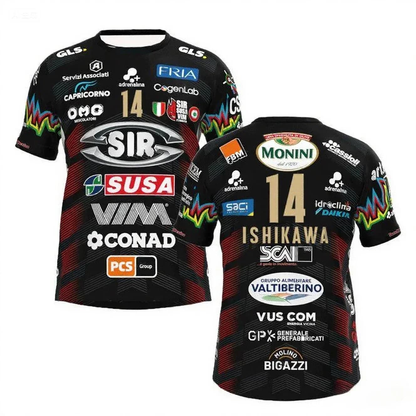 Ishikawa Home Champions Sportswear Man Woman No. 14 Volleyball Mesh Sir Safety Perugia T-shirt Matching Clothing Beach Mesh Maschile