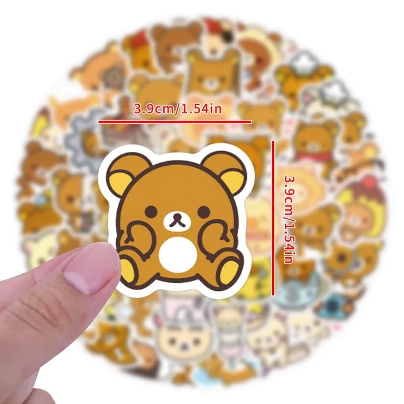 Rilakkumas 105Pcs Hot Kawaii Cute Stickers Bear for Laptop Phone Case Notebook Water Bottle DIY Stickers