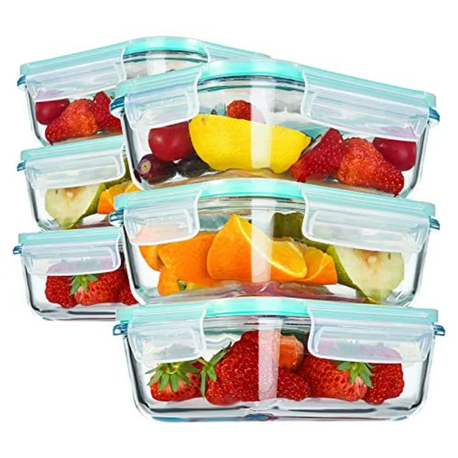 Contenitori per alimenti in vetro con coperchi ermetici con chiusura a scatto Set di contenitori per la preparazione dei pasti senza BPA per il ristorante della cucina di casa - Fre